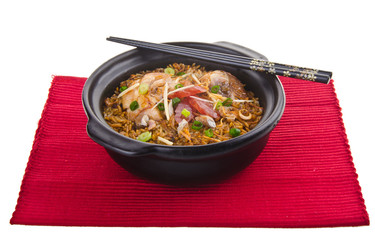 Claypot chicken rice. asia food