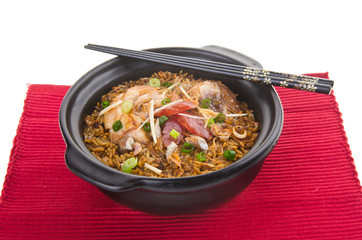 Claypot chicken rice. asia food
