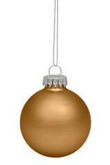 Yellow christmas bauble isolated on white background