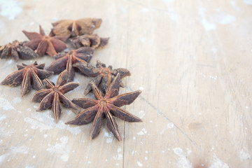 Anise on wood backgriound