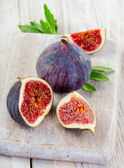 fresh figs on  wooden table.