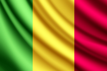 Waving flag of Mali, vector