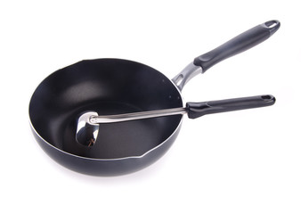 pan, metal frying pan, on background