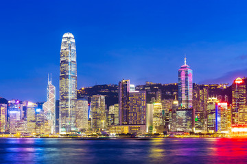 Fototapeta na wymiar Cityscape in Hong Kong during sunset