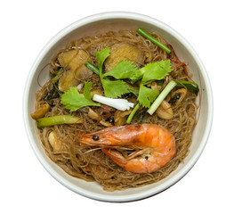 Steamed shrimp with grass noodles