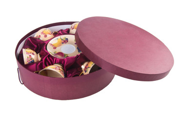 Ceramics tea cup set on background