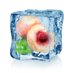 Ice cube and peach