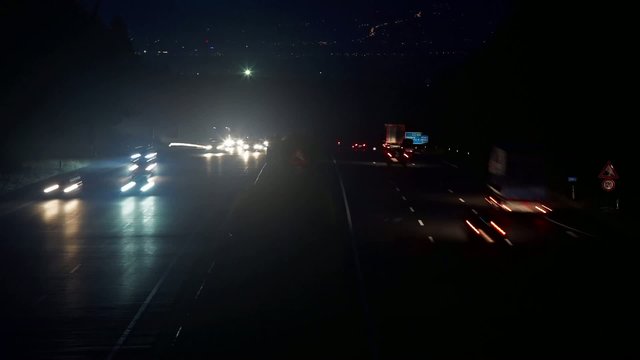 German autobahn by night, time laps