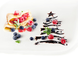 Sweet christmas tree with crepes