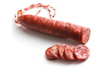 sliced tasty chorizo sausage