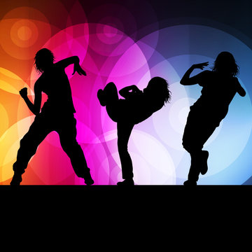 Girl dance silhouette vector background concept