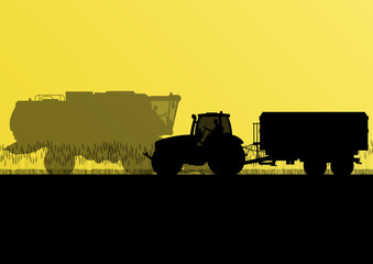 Agriculture tractor with corn trailer in cultivated country grai © kstudija