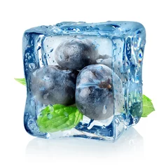 Wall murals In the ice Ice cube and blueberry