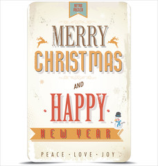 Happy New Year  and Merry Christmas retro background