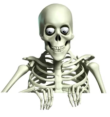 Stickers pour porte Doux monstres squelette de dessin animé 3D