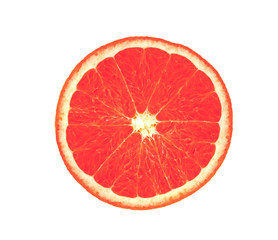 Slice of ripe grapefruit isolated on white