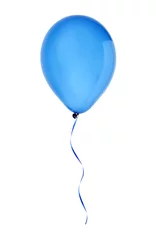 Foto op Canvas blue happy air flying balloon isolated on white © wolfelarry