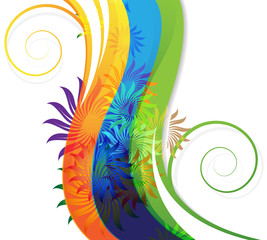 Naklejka premium Transparent flowers on abstract rainbow background