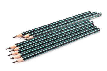 Fototapeta premium Black wooden pencils isolated on white