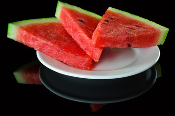 watermelon pieces on a plate