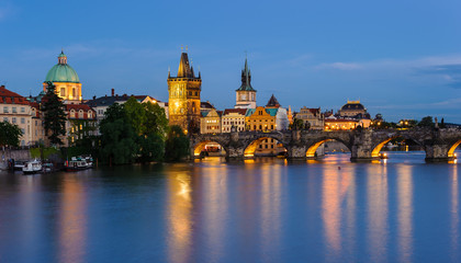 Fototapeta na wymiar Prague, Czech cityscape at night