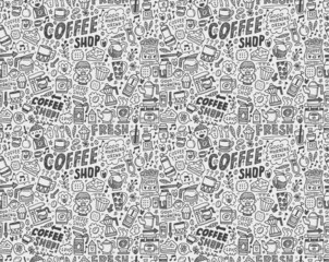 seamless doodle coffee pattern background - 56208709