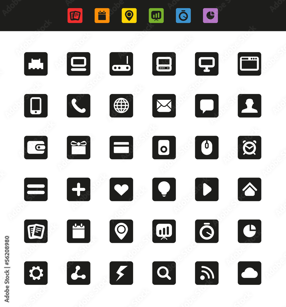 Poster Simple web navigation pictograms collection