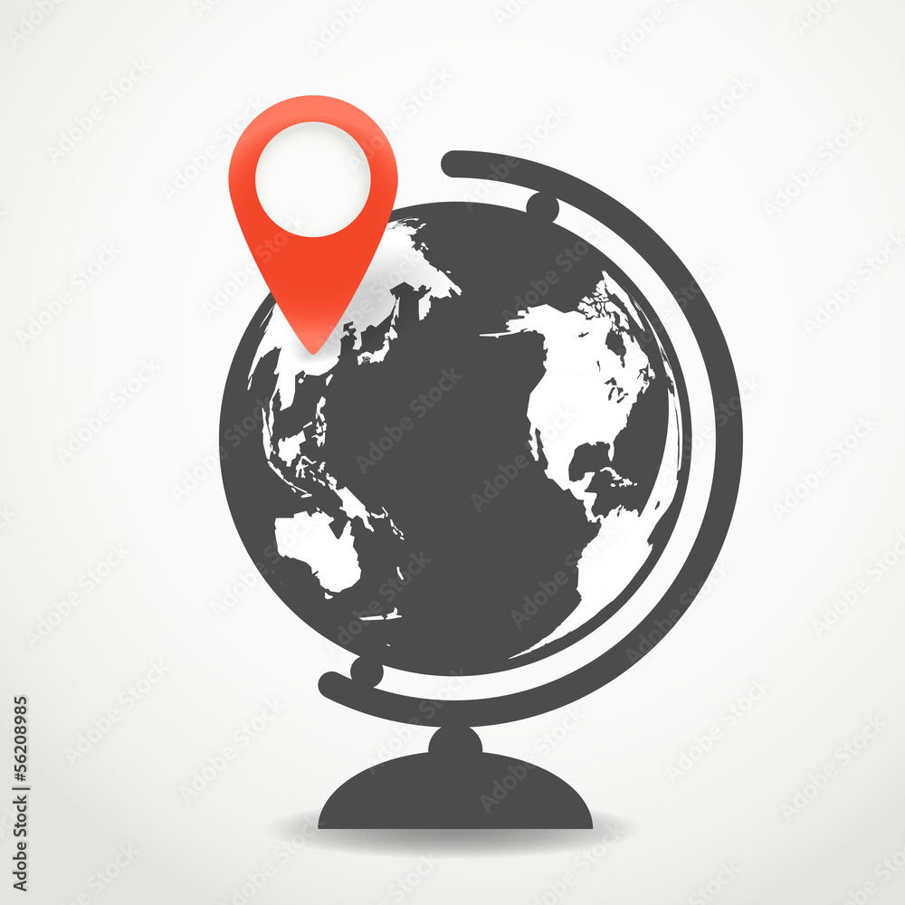 Poster globe with the point of destination