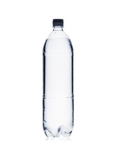 Silhouette of plastic water bottle isolated on white background