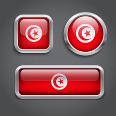 Tunisia flag glass buttons