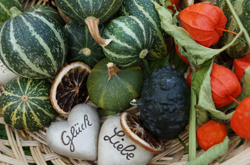 Herbst Kürbis Dekoration Glück Liebe