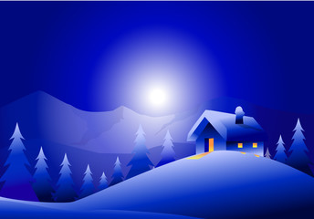 Winter Holiday Night Landscape
