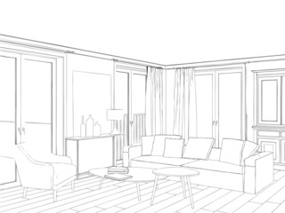 Modern interior drawing