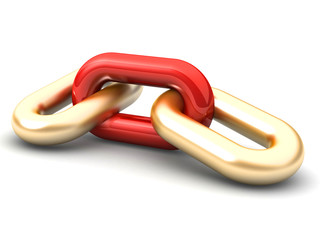 Abstract 3D illustration of a single chain link