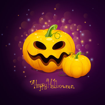 Vector Illustration of Scary Halloween Pumpkins