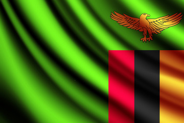 Waving flag of Zambia, vector