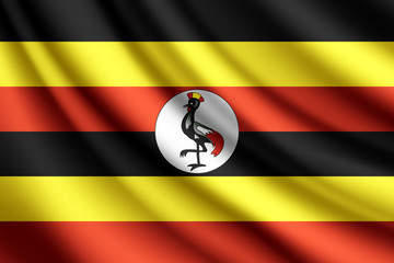 Waving flag of Uganda, vector