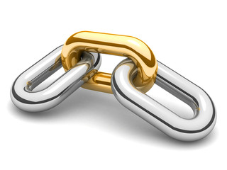 Obraz premium Abstract 3D illustration of a single chain link isolated on white background.