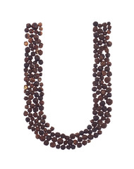 letter U made of pepper