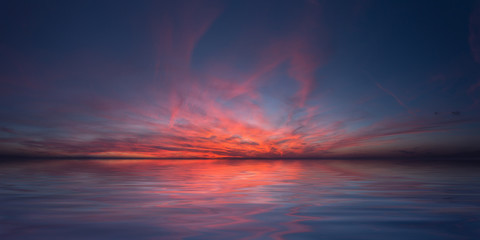peace in red sky - sunset on sea