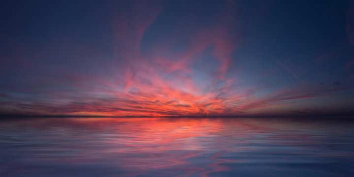 peace in red sky - sunset on sea