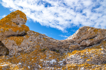 Colorful rocks on under blue sky