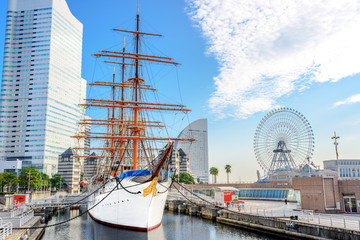Sailing ship of Nippon Maru in Yokohama, Japan at MM21 Area.