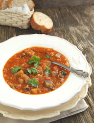 Eggplant soup with lentils