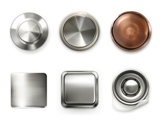 Detailed metal buttons, set