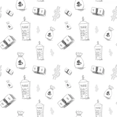 Crédence de cuisine en verre imprimé Doodle Modèle sans couture d& 39 argent