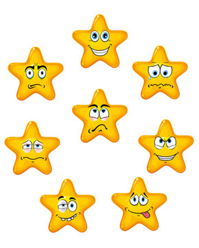 Yellow star icons with different emotions