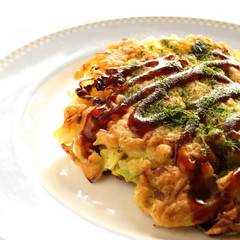 Japanese food, Okonomiyaki Cabbage and pork pan cake