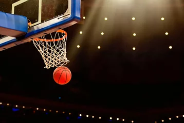 Fotobehang Basketball basket with all going through net © Brocreative