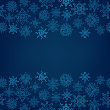 Decorative dark background with snowflakes and place for text